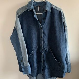Free People multi shade denim oversized shirt